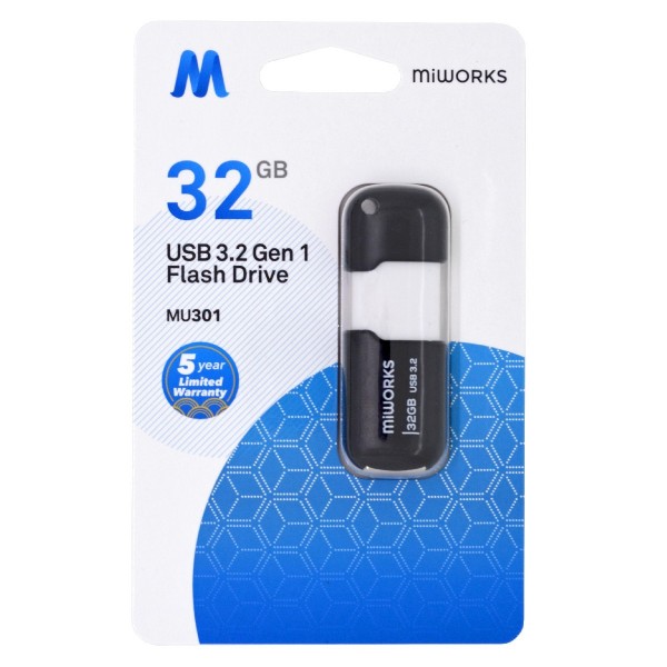 MiWorks MU301 Flash Drive 32GB USB 3.2 Gen.1 Μαύρο 